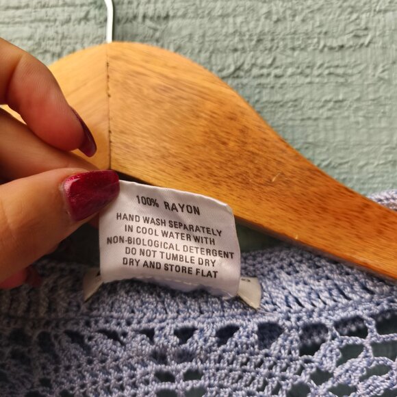 y2k Bebe Crochet Knit Fairy Boho Top sz S/M Blue Gray Festival Beach Whimsical - Picture 6 of 10